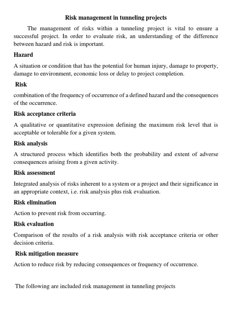 Risk Management in Tunneling Projects | PDF | Risk | Risk Management
