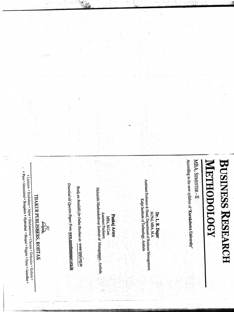 Busisness Reserach Methodolgy Pdf