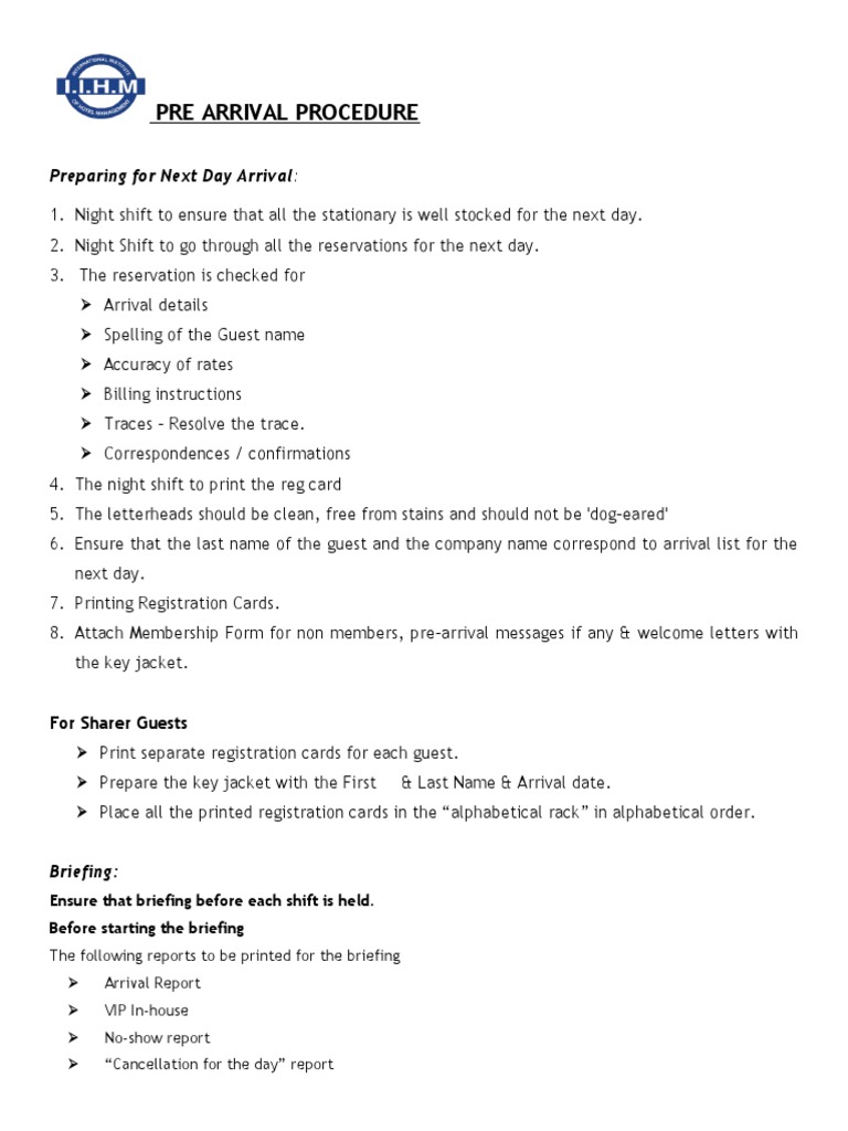 Pre Arrival 1.1 | PDF | Business