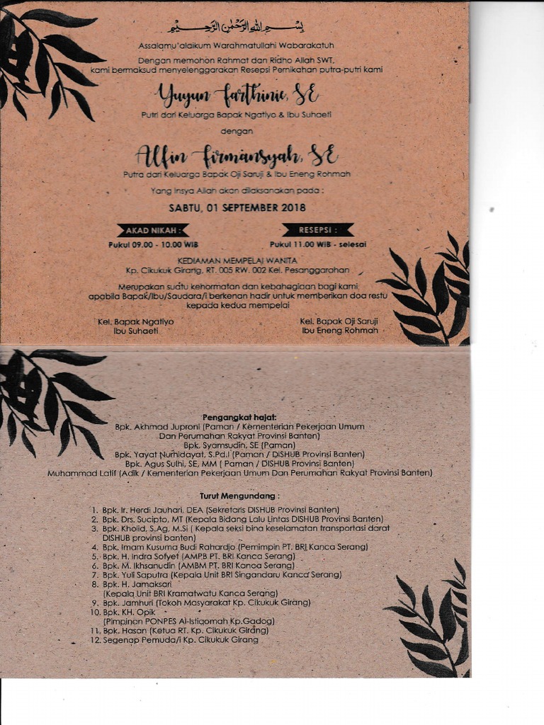 Contoh Undangan Pernikahan | PDF