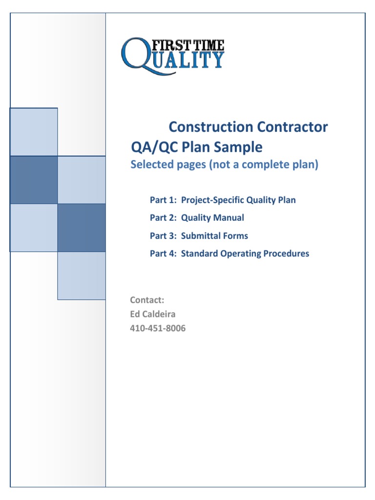 Road Construction Quality Control Plan Sample PDF | Download Free PDF ...