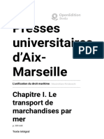 L'unification Du Droit Maritime - Chapitre I. Le Transport de Marchandises Par Mer - Presses Universitaires d'Aix-Marseille