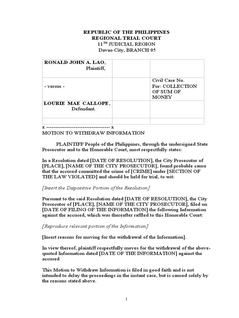 Motion To Withdraw Appeal Download Free PDF Prosecutor Government