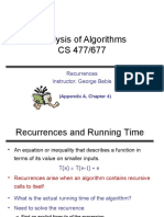 Analysis of Algorithms CS 477/677: Recurrences Instructor: George Bebis