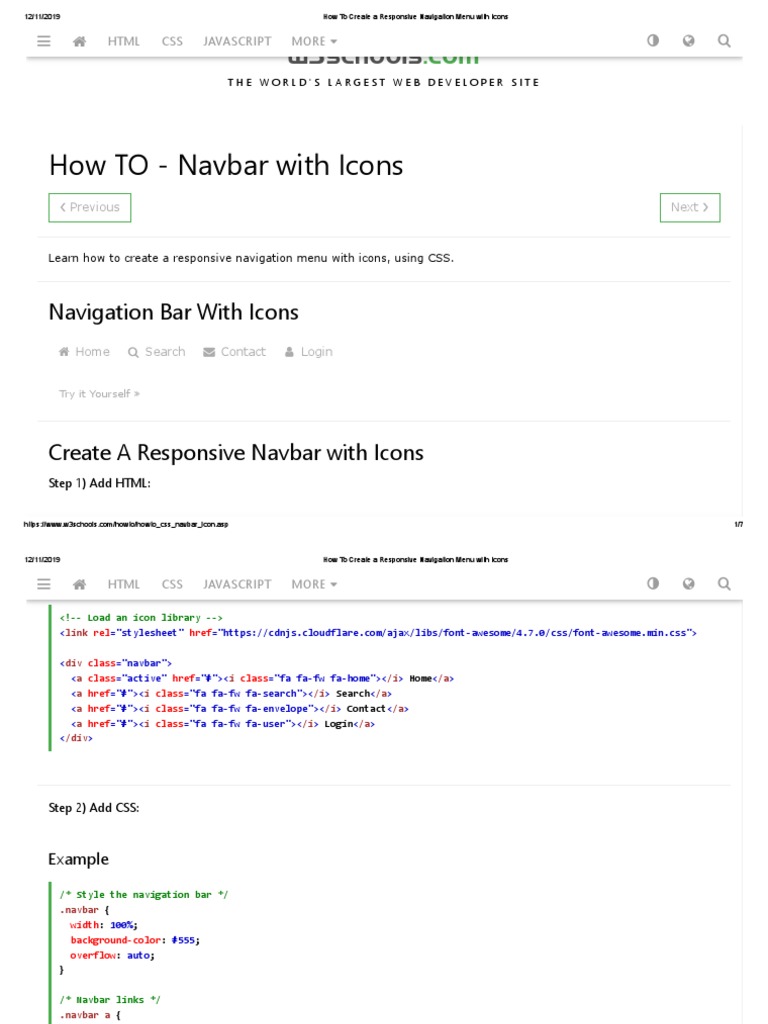 How To Create A Responsive Navigation Menu With Icons | PDF | Cascading  Style Sheets | Icon (Computing)