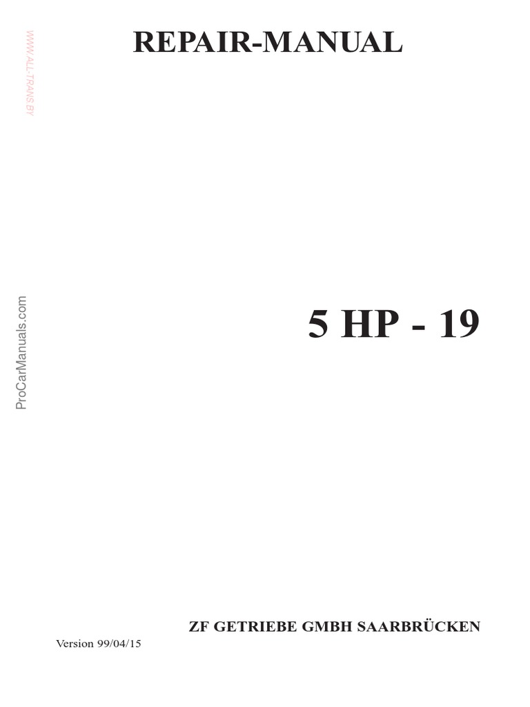 ZF 5HP19 TRANSMISSION REPAIR MANUAL PDF intelligence overview