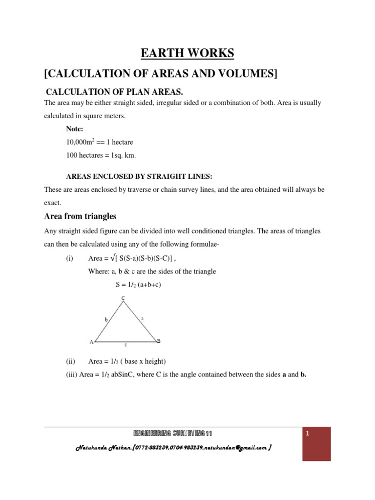 Calculation and Measurement of Land Areas Methods for Determining