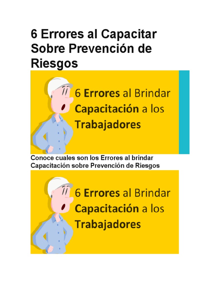 6 Errores Al Capacitar Sobre Prevención de Riesgos | PDF | Salud y ...