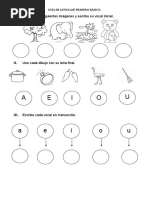 Evaluación de Vocales para Primer Grado | PDF