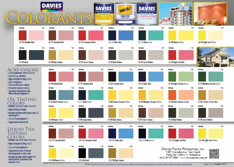 Davies Acry Color Tinting Color Brochure PDF Paint Qualia