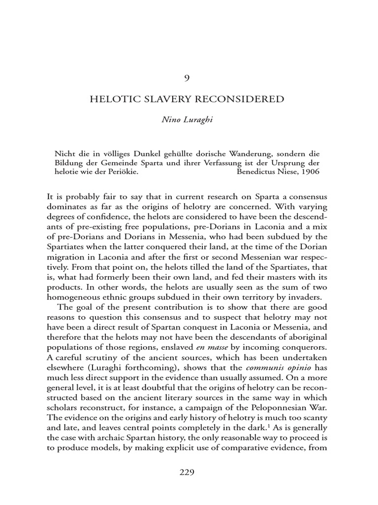 Helotic Slavery Reconsidered PDF | PDF | Sparta | Slavery