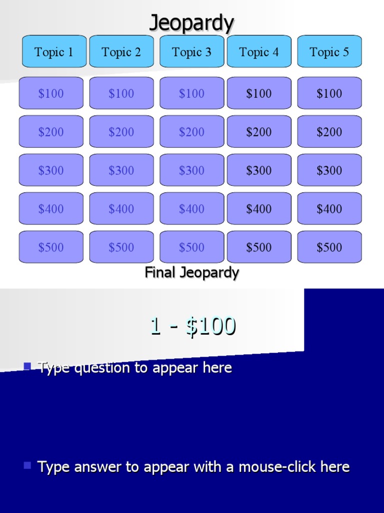 Jeopardy Template Pdf