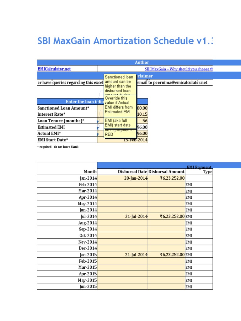 SBI MaxGain Amortization Schedule PDF Loans Demand For Money
