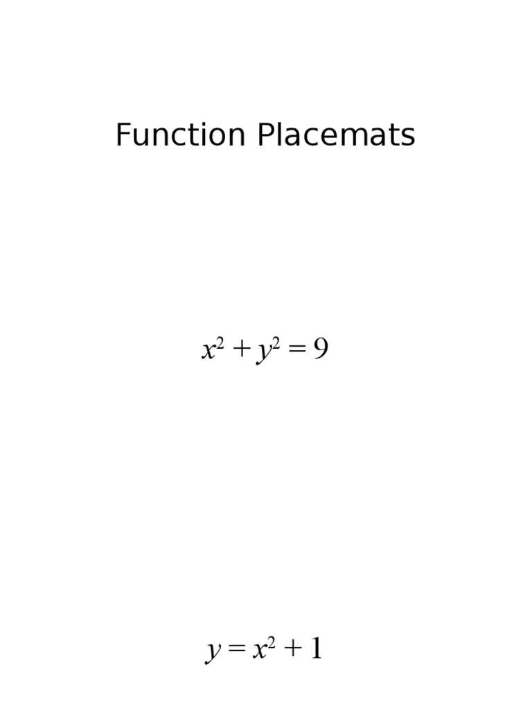 Functions Placemats PDF Function (Mathematics) Mathematical Concepts