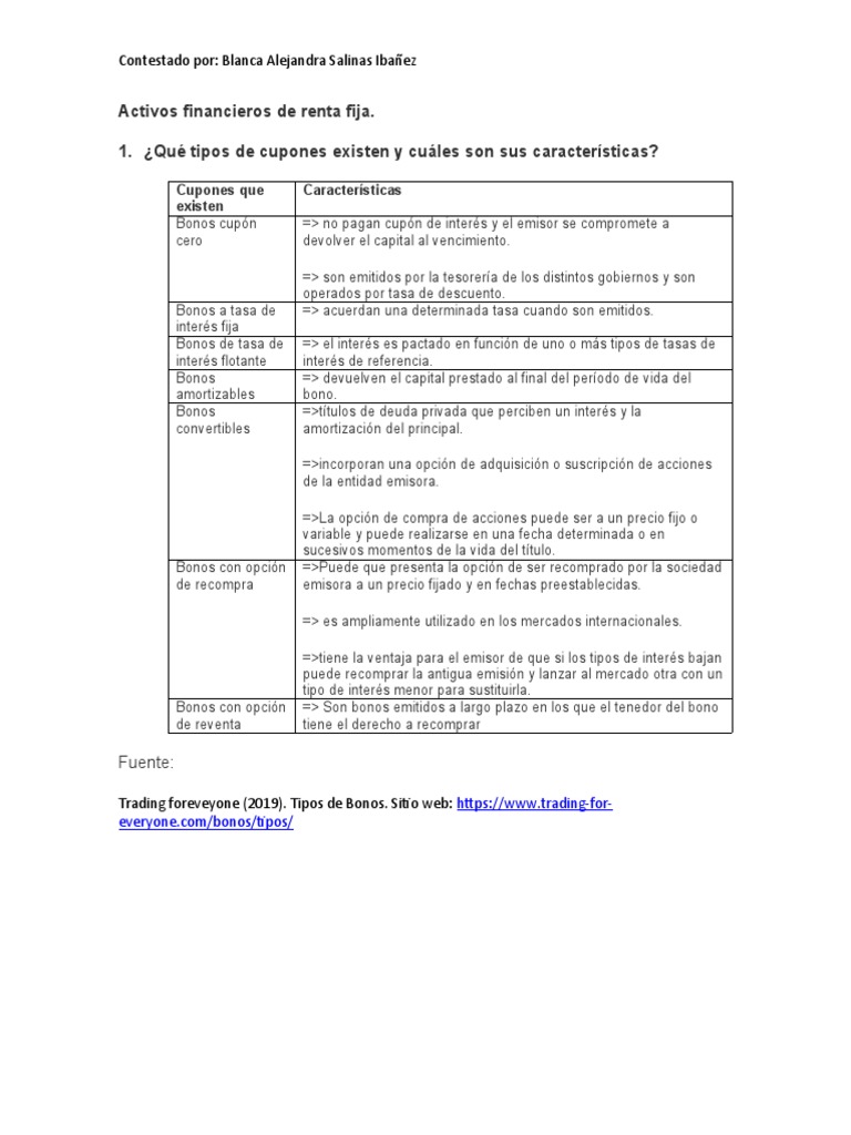 Tipos y Rendimientos de Bonos de Renta Fija | PDF | Renta Fija | Interés