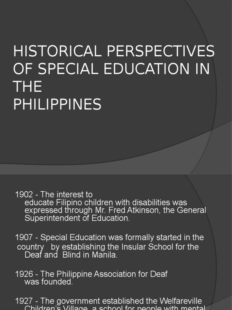 Special Education History in the Philippines | PDF | Inclusion ...