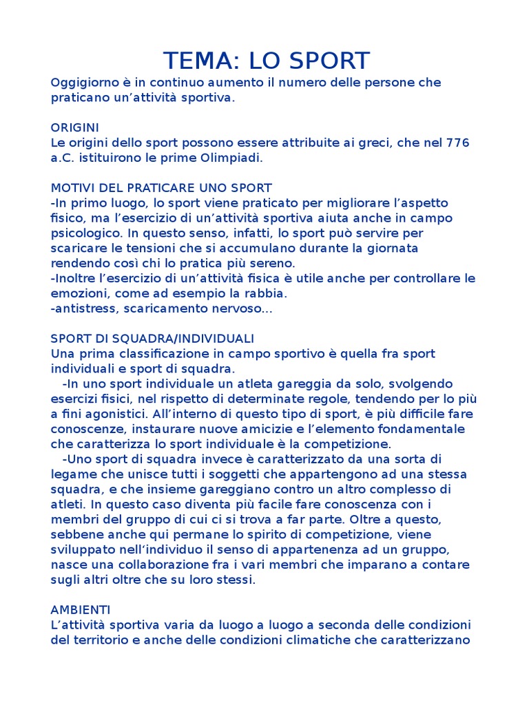 Tema Sport | PDF