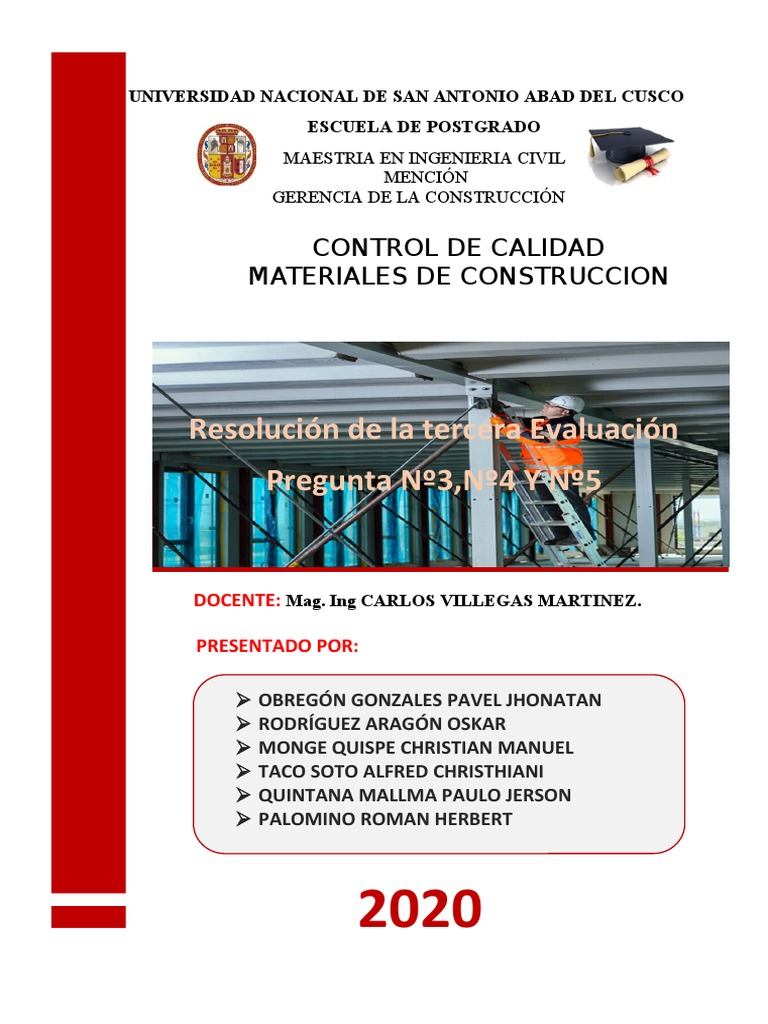 Control de Calidad Materiales de Construccion | PDF | Ingeniería ...