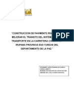 Construir pavimento rígido en Chulumani-Irupana para mejorar el tránsito