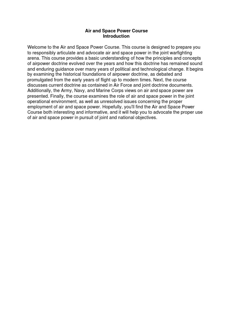 Air and Space Power Course Overview | PDF | United States Army Air ...