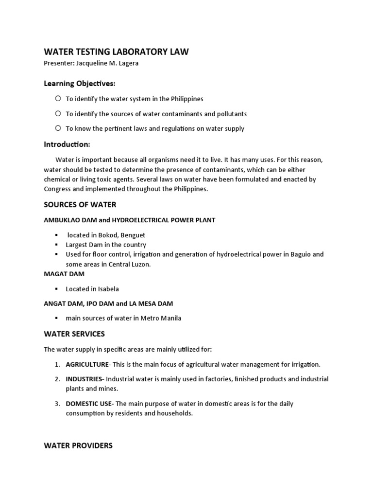 Philippine Water Testing Regulations | PDF | Water Pollution | Drinking ...