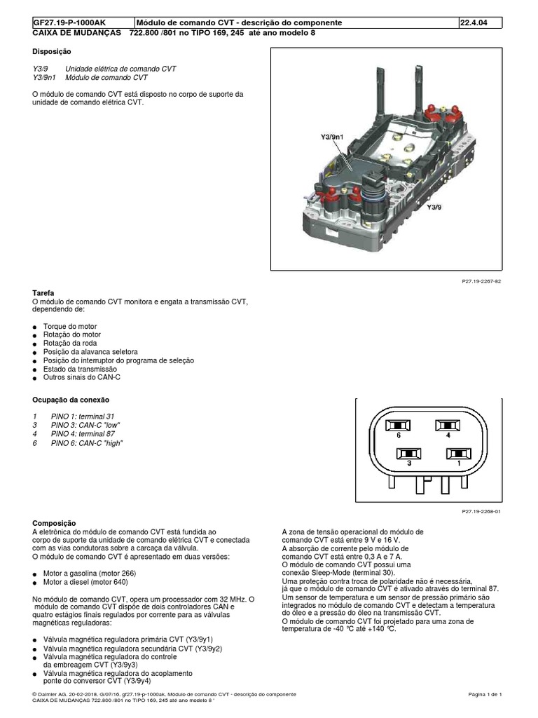 Módulo de Comando CVT - Descrição Do Componente | PDF | Transmissão ...