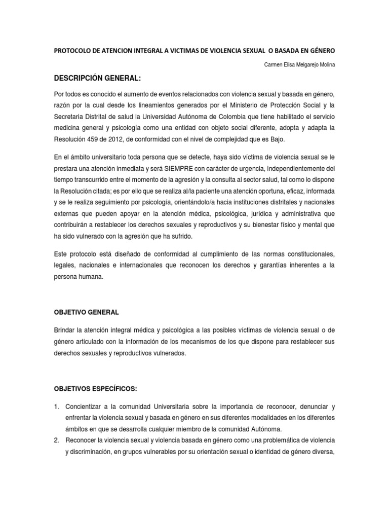 Protocolo de Atención a Víctimas de Violencia Sexual | PDF | La ...