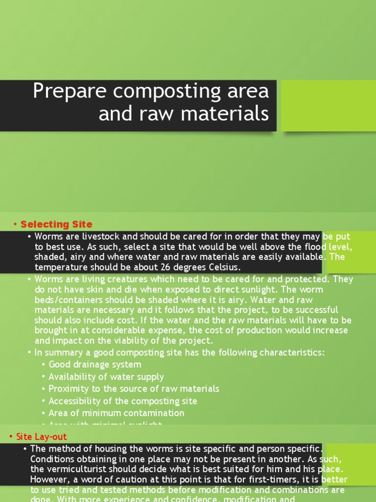 Prepare Composting Area and Raw Materials | PDF | Compost | Water