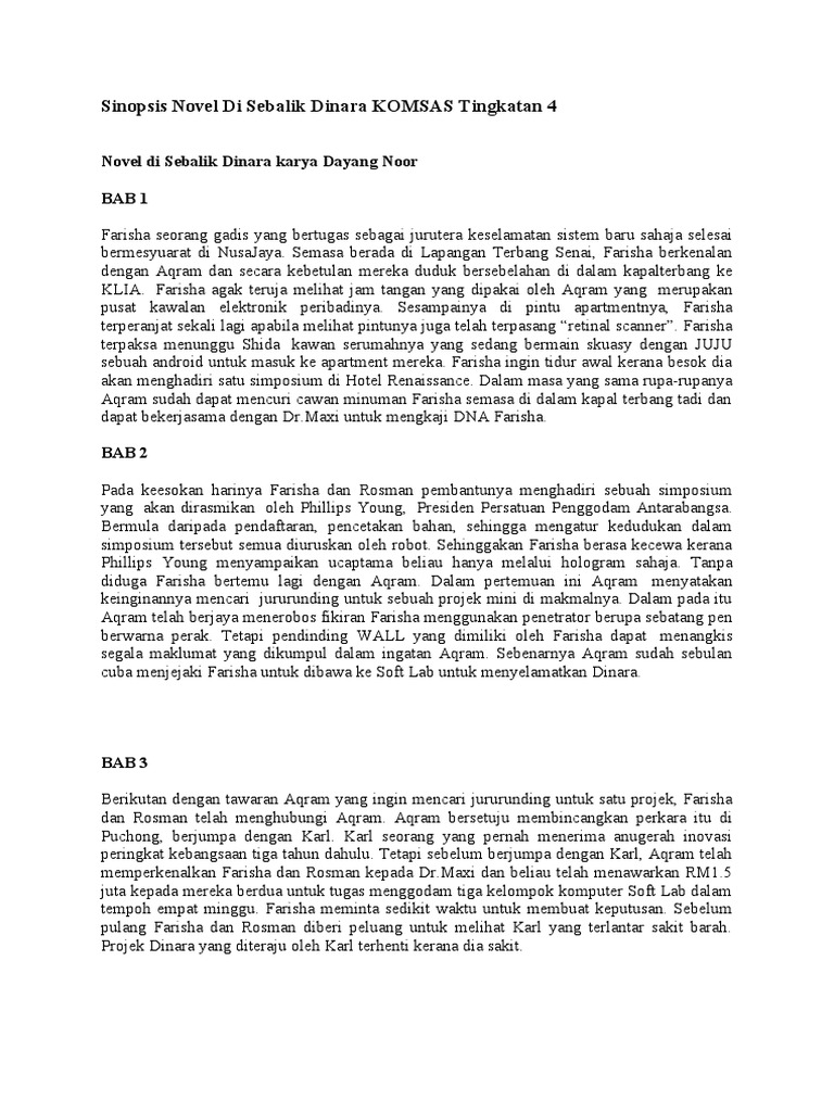 Sinopsis Novel Di Sebalik Dinara Bab 1 16 Pdf
