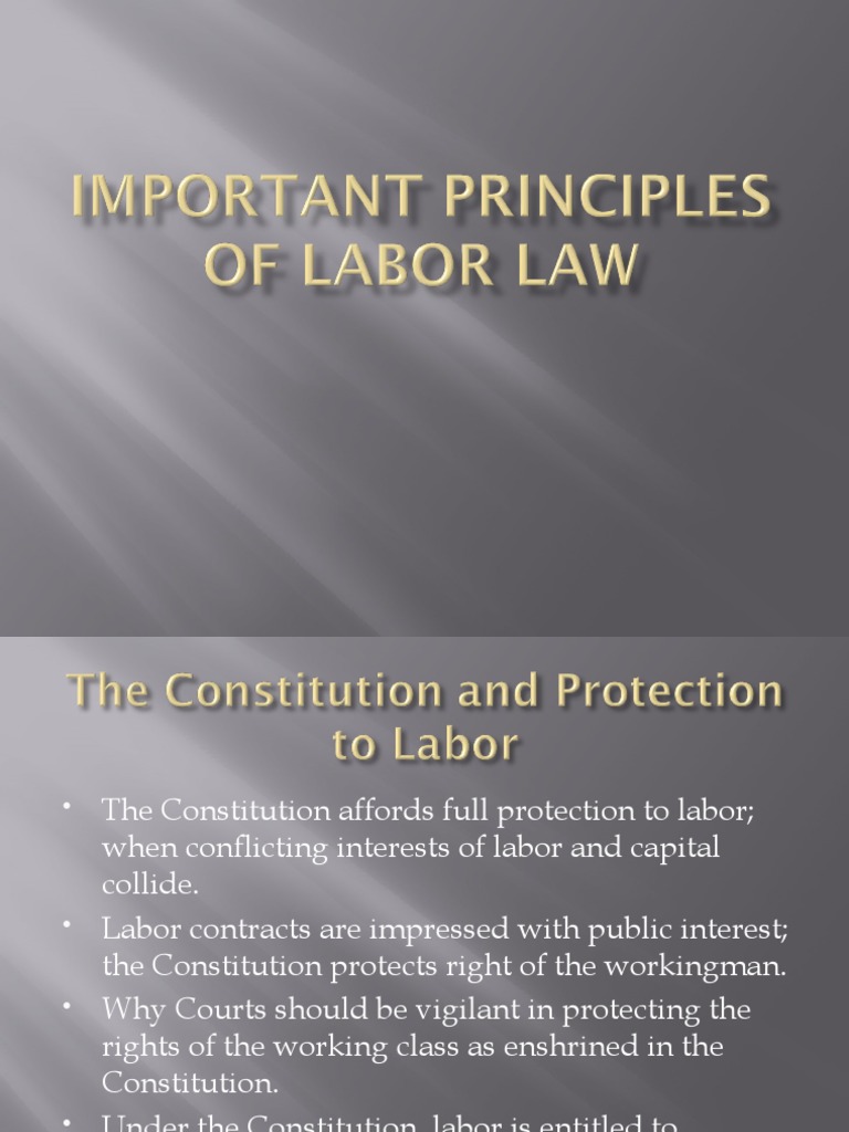 Principles of Labor Law and Rights | PDF | Employment | Labour Law