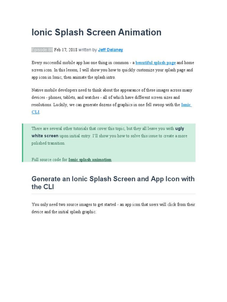 Ionic Animated Splash Screen Guide | PDF | Icon (Computing) | Mobile App
