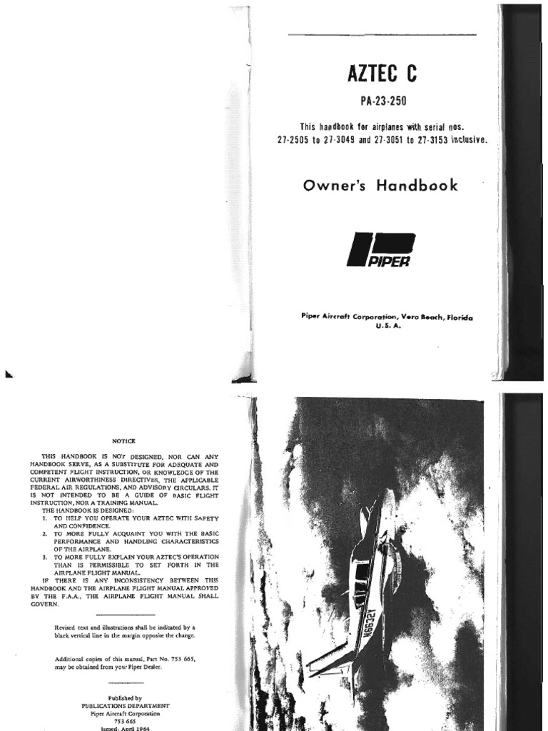 Piper Aztec C POH PDF PDF