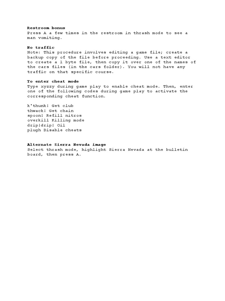 Game Cheats and Easter Eggs Guide | PDF | Games & Activities