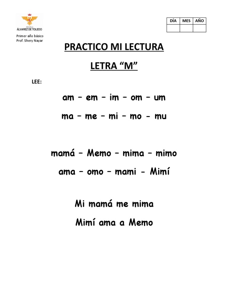 Actividades de Lectura con la Letra M | PDF | Artes del Lenguaje y ...