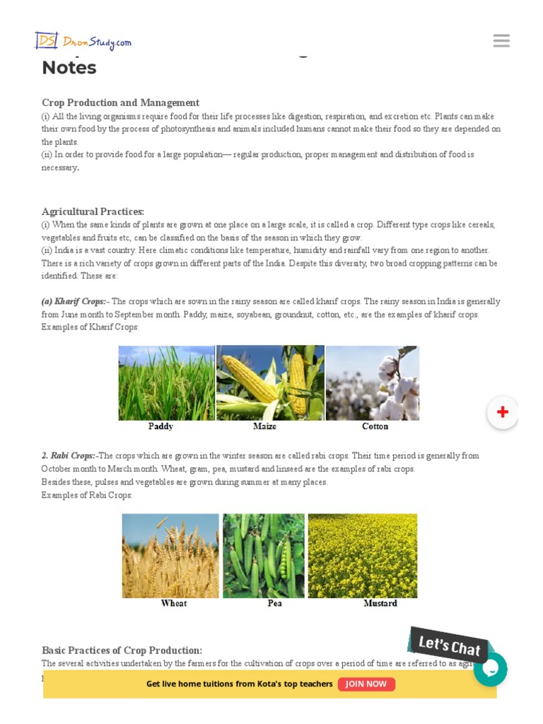 WWW Dronstudy Com Book Crop Production and Management Class 8 Notes