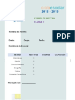 Examen Trimestral Quinto Grado Bloque II 2018-2019