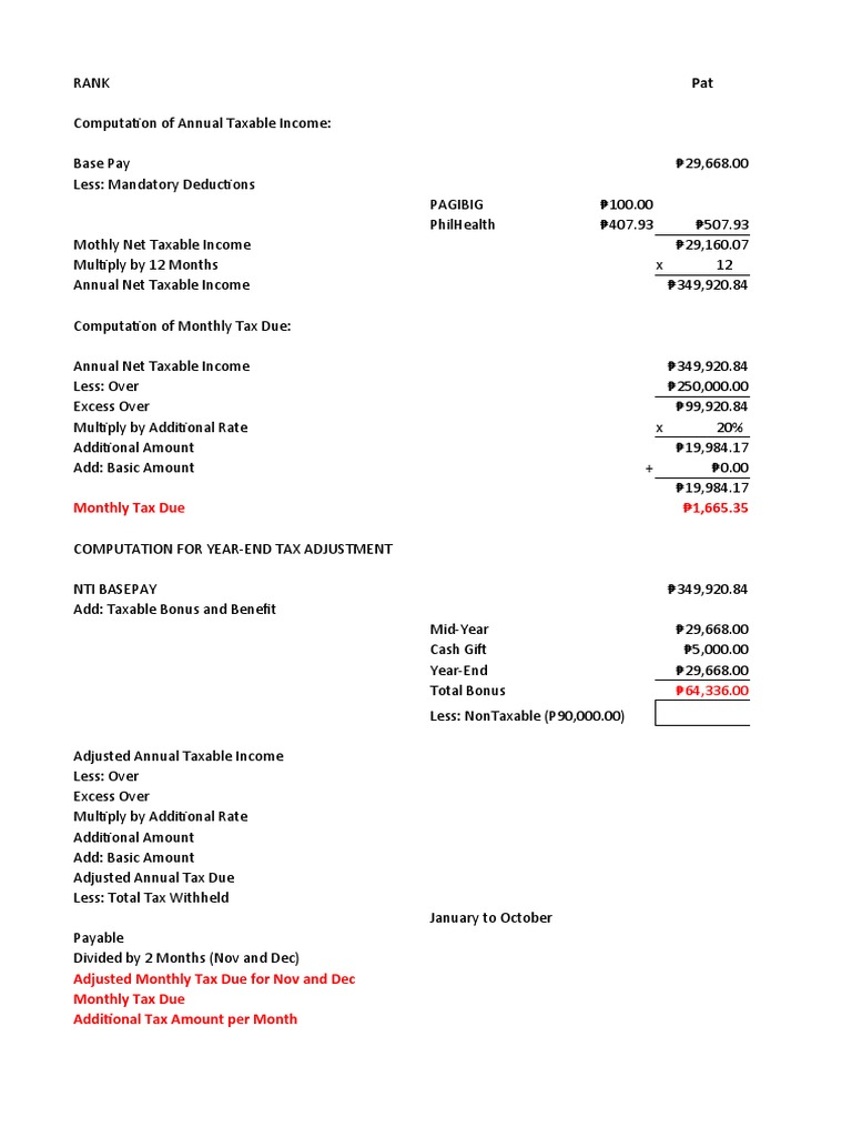 Tax Computation | PDF | Government Finances | Taxes