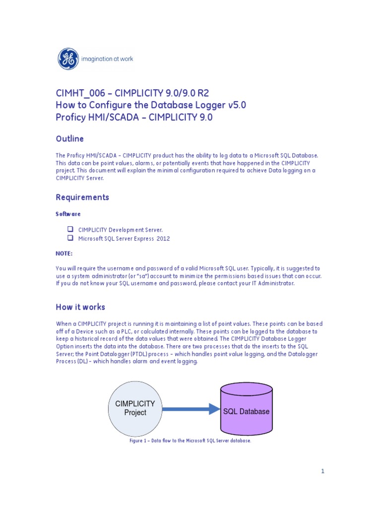 Configure CIMPLICITY Database Logger | PDF | Microsoft Sql Server | Scada