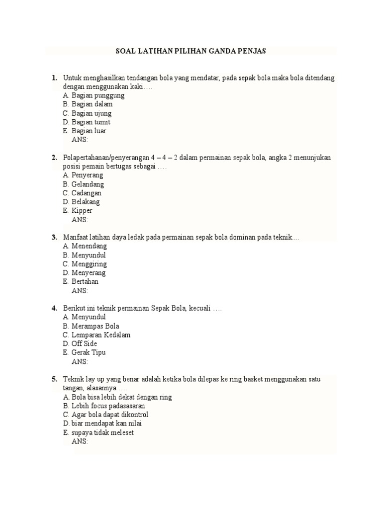 Menguasai Materi Penjas Kelas 3 SMP: Panduan Soal Jawab Pilihan Ganda