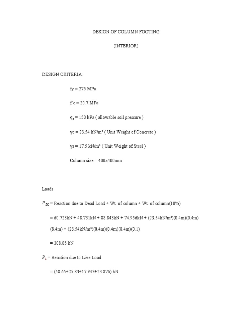 Design of Column&Wall Footing | PDF | Building Materials | Engineering