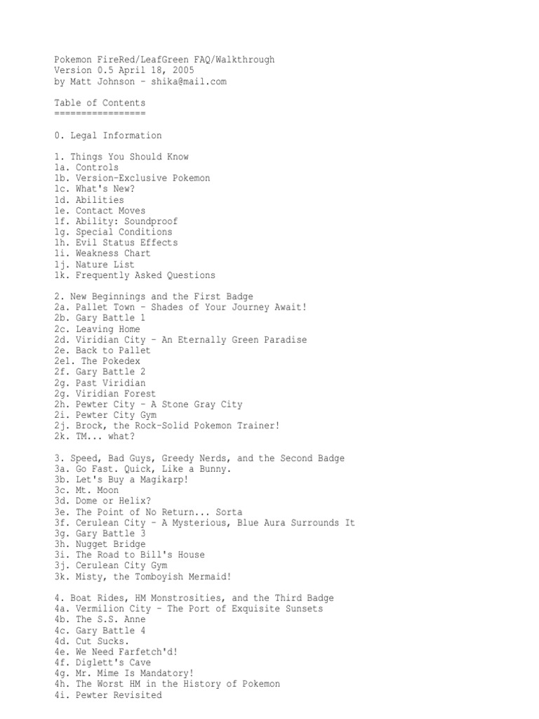 Pokemonfirered Walkthrough06, PDF, Pokémon