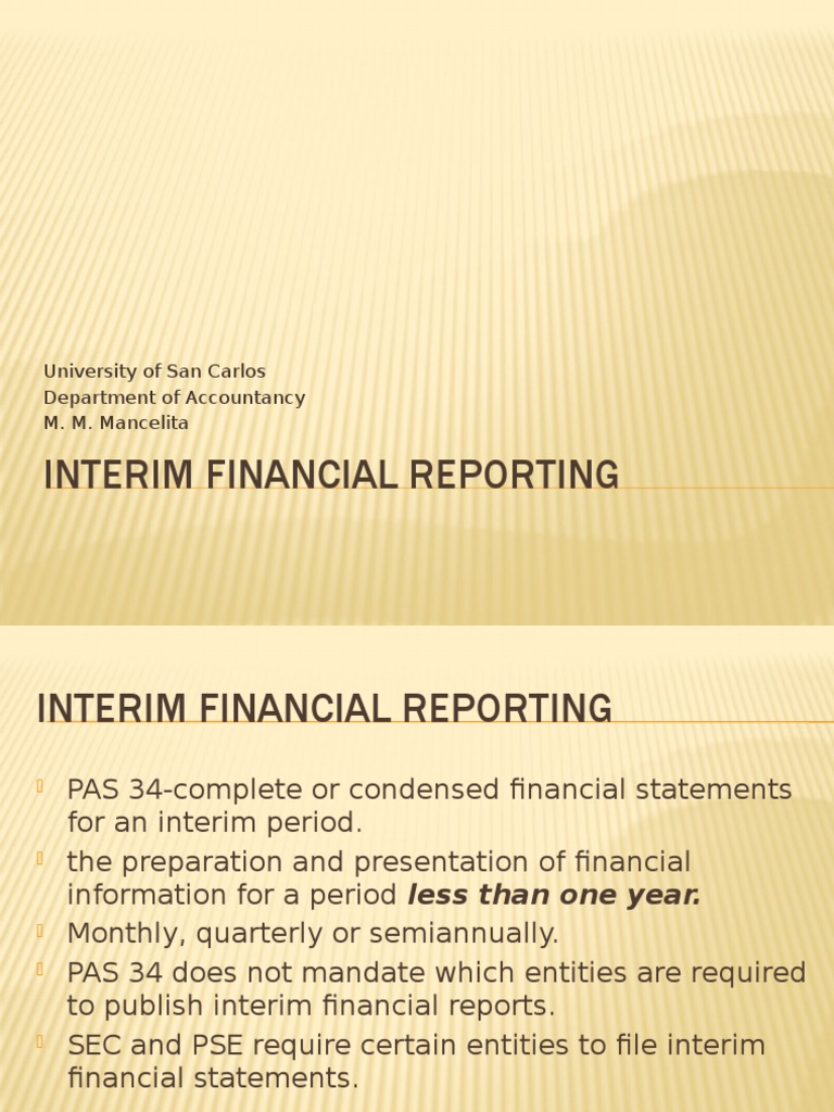 Interim Financial Reporting Guidelines | PDF | Deferral | Financial ...