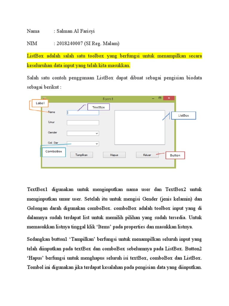 Perbedaan ListBox dan ComboBox | PDF | Komputer | Pengelolaan Keuangan ...