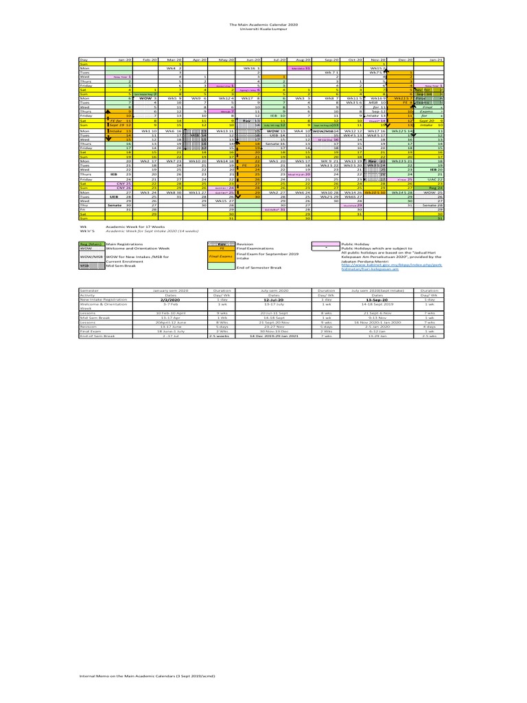 Main Academic Calendar 2020 PDF | PDF | Schools | Educational Institutions