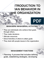 Introduction To Human Behavior in The Organization