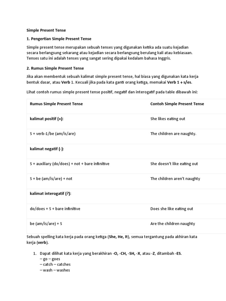 Contoh Kalimat Simple Present Tense | PDF | Seni & Disiplin Bahasa