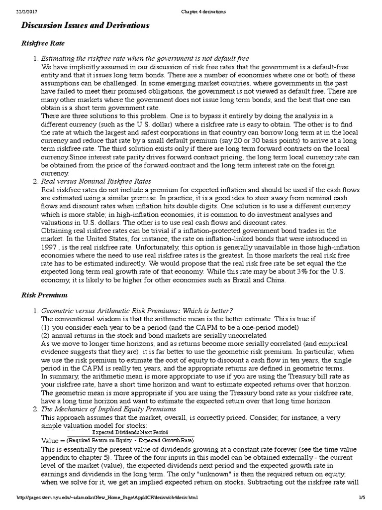 Damodaran Chapter 4 WACC PDF Beta (Finance) Preferred Stock