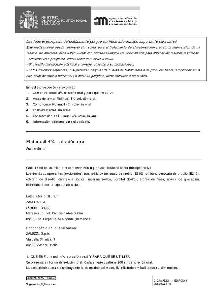 Fluimucil 4 Solucion Oral P Medicamentos Con Receta El Embarazo