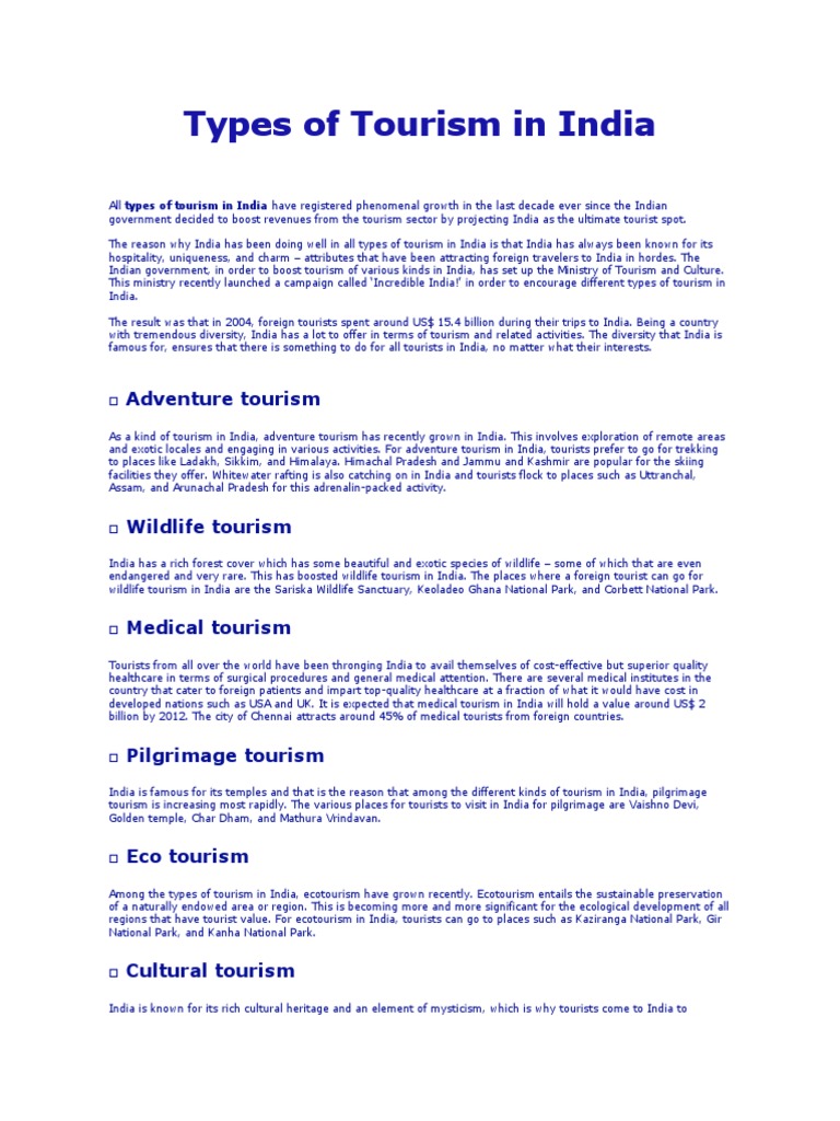 type of tourism pdf