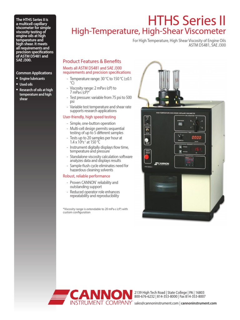 CANNON® HTHS Flyer PDF Viscosity Motor Oil